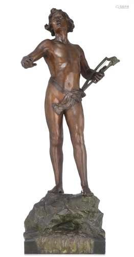 Frans Joris (1851-1914), 'Orpheus', patinated bronze...