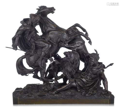 The heat of the battle, patinated bronze, H 47 - W 47 cm