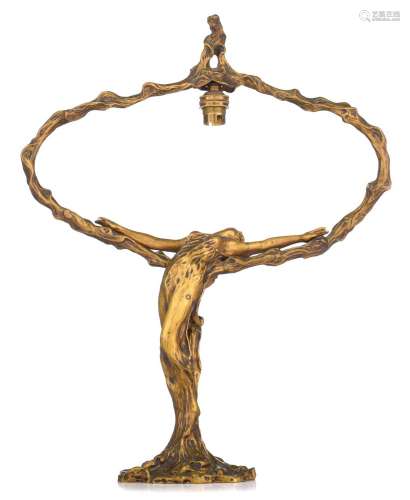 Jules Meliodon (1867-?), table lamp depicting a metamorphosi...