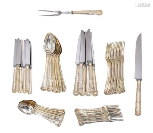 A Victorian sterling silver flatware set, maker's mark o...