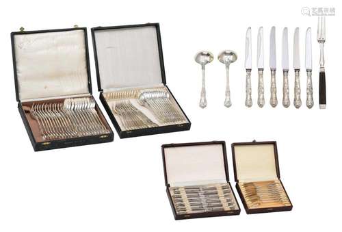 An English Georgian sterling silver flatware set, hallmarked...