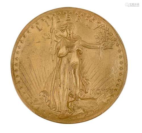 A 1907 gold 20 $ 'St Gaudens high relief double eagle...