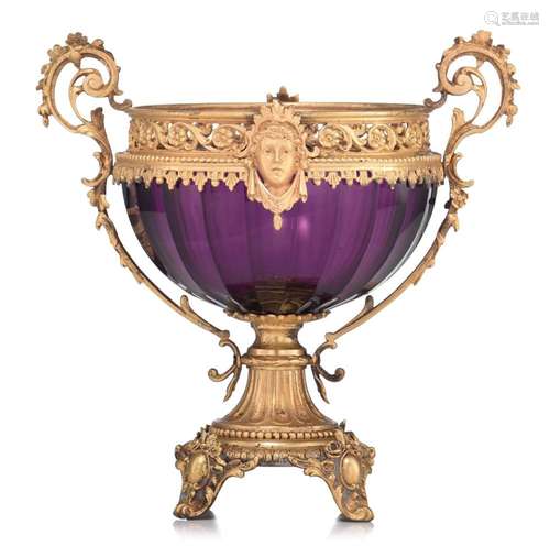 A Russian Belle Epoque cut glass coupe with gilt bronze moun...