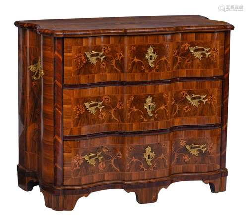 A magnificent German Rococo commode with elegant floral marq...