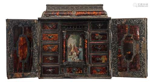 A fine Renaissance tortoiseshell and silver-mounted travel c...