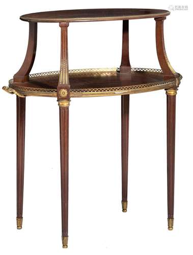 A fine Louis XVI style mahogany veneered 'étagère' t...