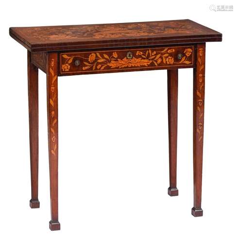 A Dutch Neoclassical floral marquetry flip-top games table, ...