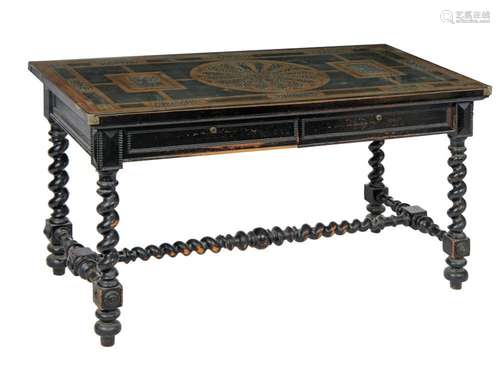 A fine Portuguese Baroque centre table, on Solomonic legs an...