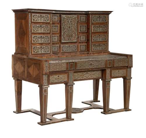 An imposing Louis XIV style 'bureau à gradin', rosew...