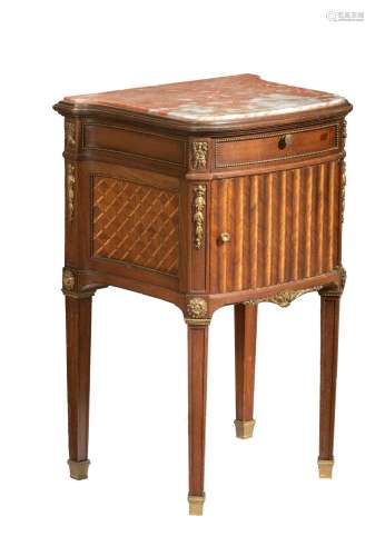A Louis XVI style mahogany veneered occasional table, H 62 -...