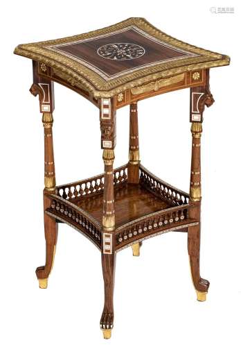 A fine rosewood veneered Egyptian inspired occasional table,...