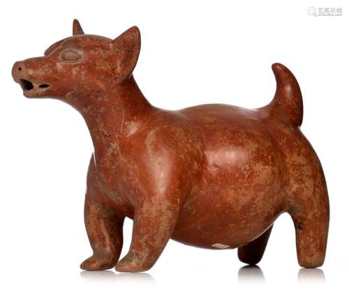 A ceramic figure of a standing dog, Colima, Mexico, H 18 cm ...