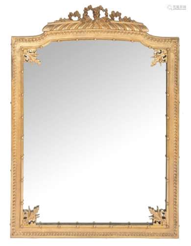 A fine Neoclassical gilt bronze wall mirror, H 77 - W 57 cm