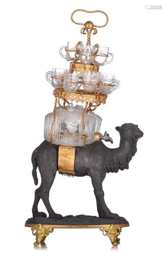 A Napoleon III camel 'cave à liqueur' caddy, H 54 cm