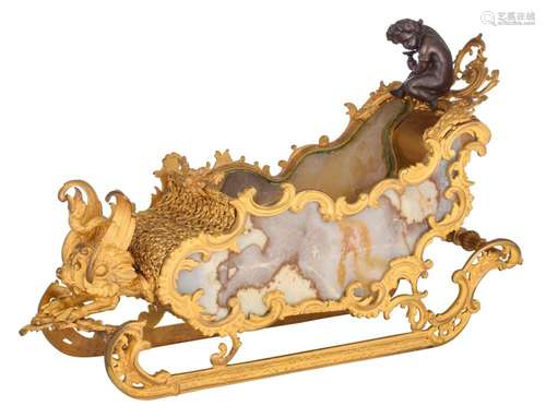 A fine gilt and patinated bronze Russian Rococo style miniat...