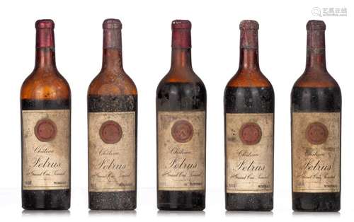 A collection of five bottles 'Château Petrus', 1952,...