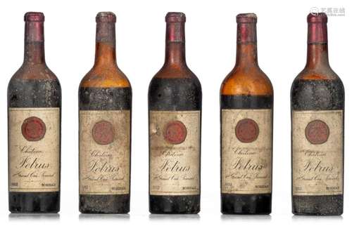 A collection of five bottles 'Château Petrus', 1952,...