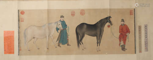 A Gu jianlong's figure and horse painting(without frame)