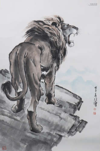 A Xu beihong's lion painting(without frame)