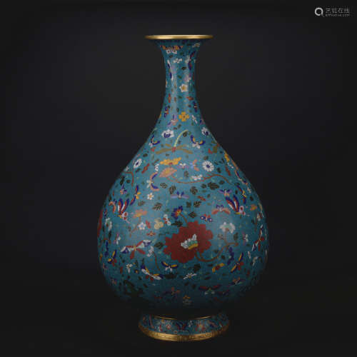 A Cloisonne enamel 'flowers and birds' moonflask