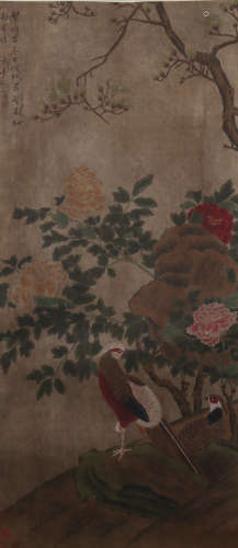 A Yu sheng's flowers and birds painting(without frame)