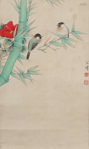 A Tian shiguang's flowers and birds painting