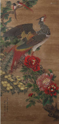 A Li yu's flowers and birds painting(without frame)