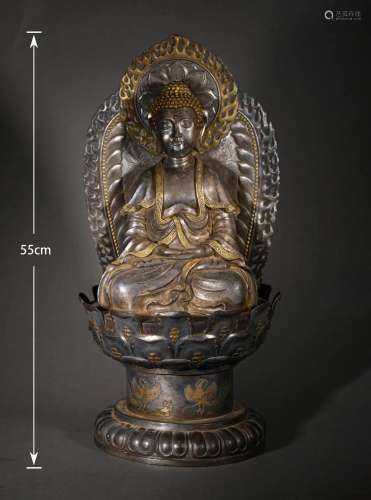 A Silver Seated Buddha Statue