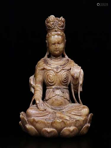 A Carved Stone Bodhisattva Statue