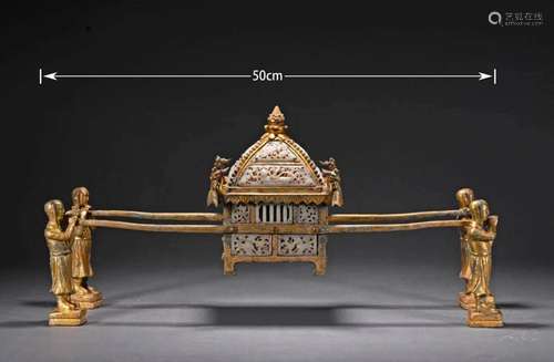 A Gilt Bronze with Jade Inlay Sedan Chair