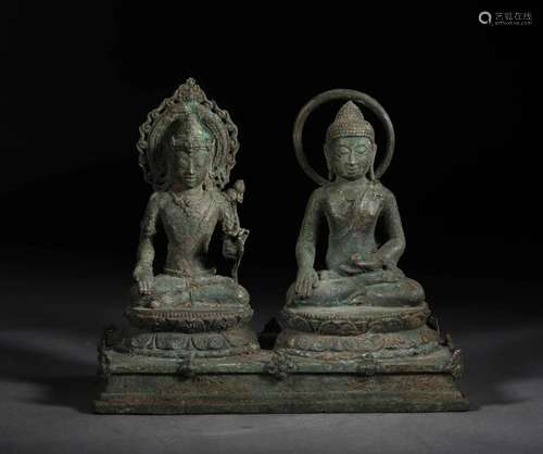 A Twin Bronze Buddha Statue