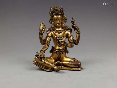 A Gilt Bronze Tara Statue