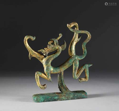 A Gilt Bronze Dragon Ornament