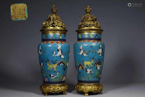 A Pair of Cloisonne Vases