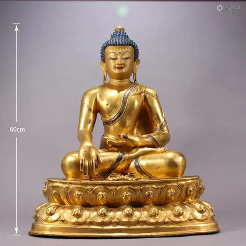 A Gilt Bronze Seated Sakyamuni Buddha Statue