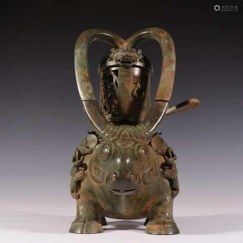 A Bronze Bull Shaped Lamp Ornament