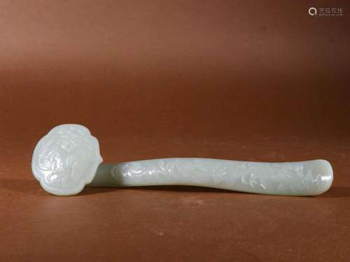 A Carved Jade Ruyi Scepter