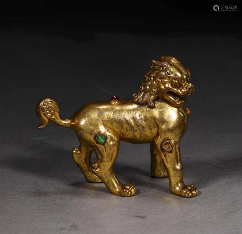 A Gilt Bronze Mythical Beast Figurine