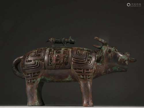 A Bronze Rhinoceros Figurine