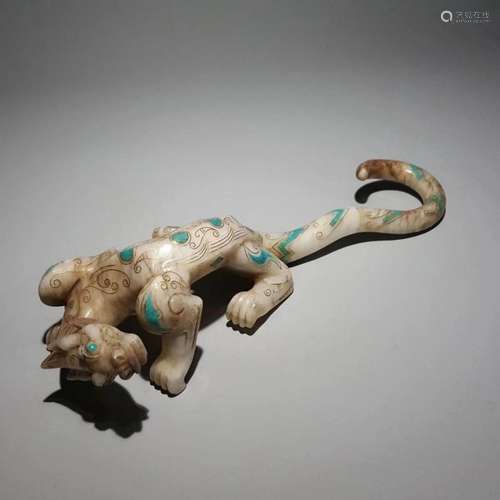 A Carved Jade Mythical Beast Ornament