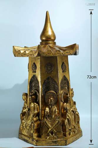 A Gilt Bronze Pagoda