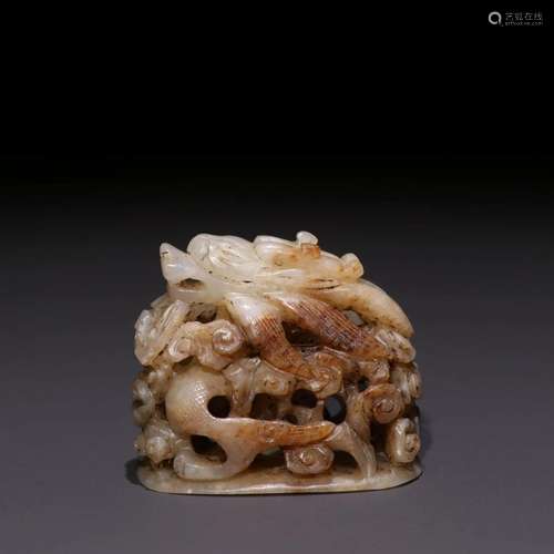 A Hetian jade dragon pattern Incense's top