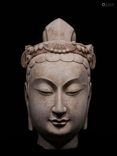 A Carved Stone Buddha Head