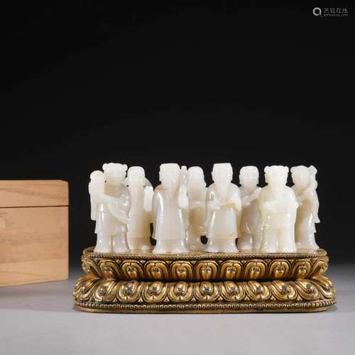 Set Of White Jade Figures Of Eight Immortals