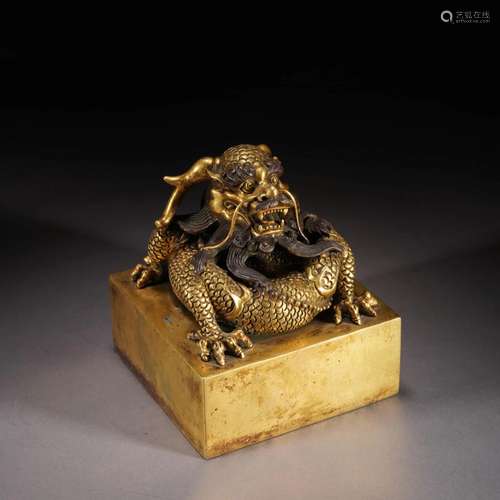 Gilt Bronze Dragon Seal