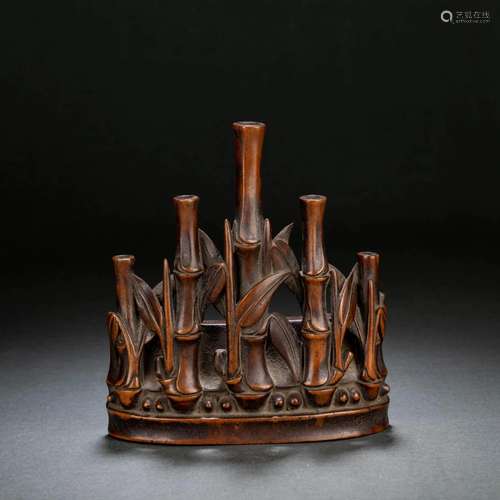 Carved Boxwood Bamboo-Form Brush Rack