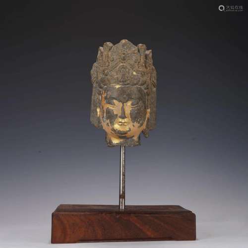 Gilt Bronze Head Of Buddha