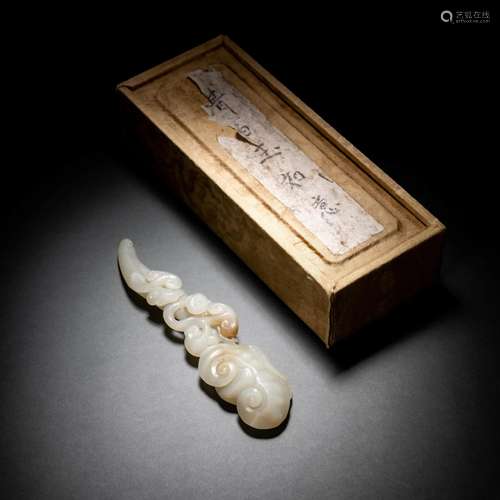 Carved White Jade Lingzhi Ruyi Scepter