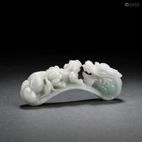 Carved Jadeite Dragon Belt Hook