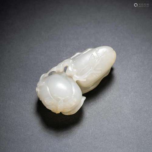 Carved White Jade Melon Ornament